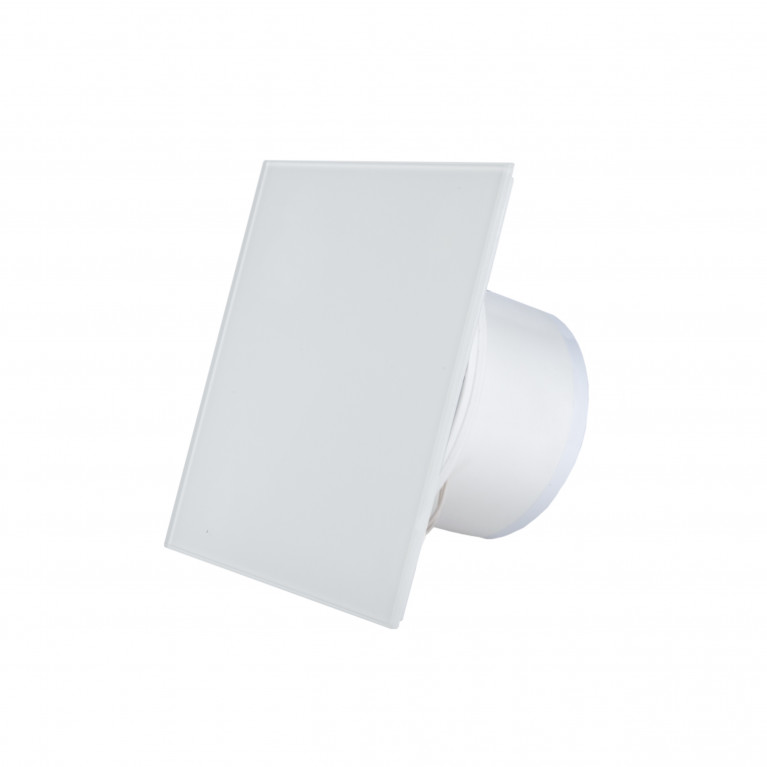 Silent home exhaust fan with decorative panel MMP 100, 100 m³/h, glass, matt white